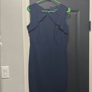 Maggy London Blue Sheath Halter Midi Dress